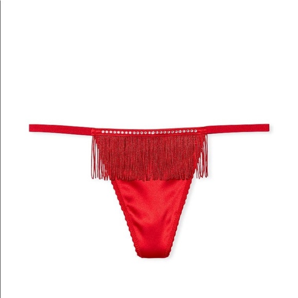 Victoria's Secret Very Sexy Fringe V-String Panty Red Medium NEW - Picture 6 of 6